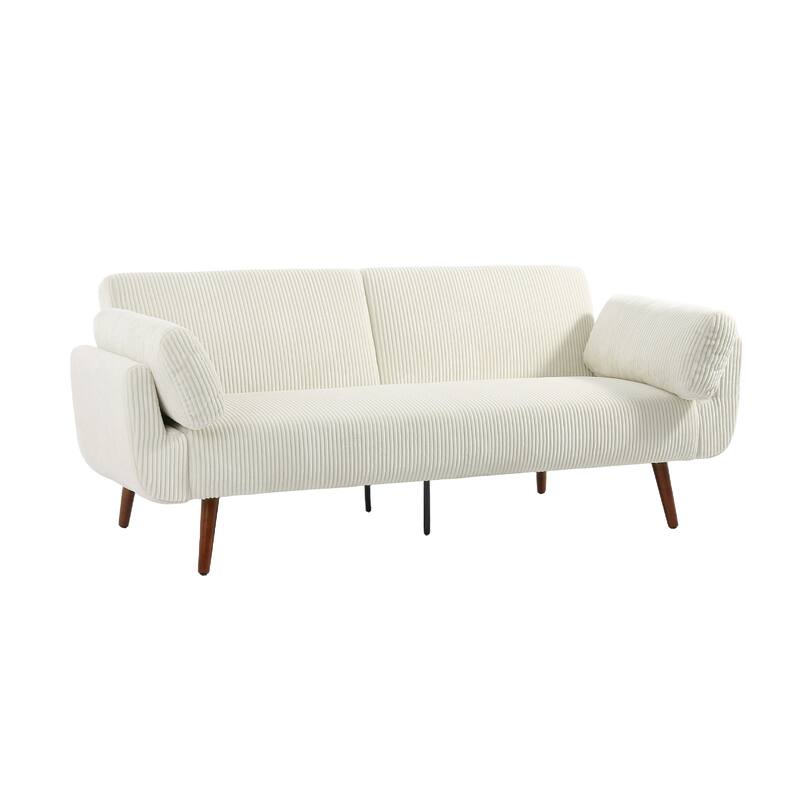 73" W Upholstered Corduroy Convertible Sleeper Sofa Bed with Pillows
