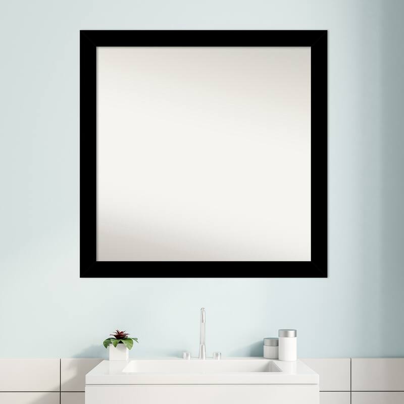 Basic Narrow Non-Beveled Wood Framed Bathroom Vanity Wall Mirror