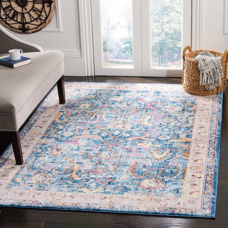 SAFAVIEH Bristol Nisrin Vintage Boho Oriental Polyester Rug - 4' x 6' - Blue/Light Grey