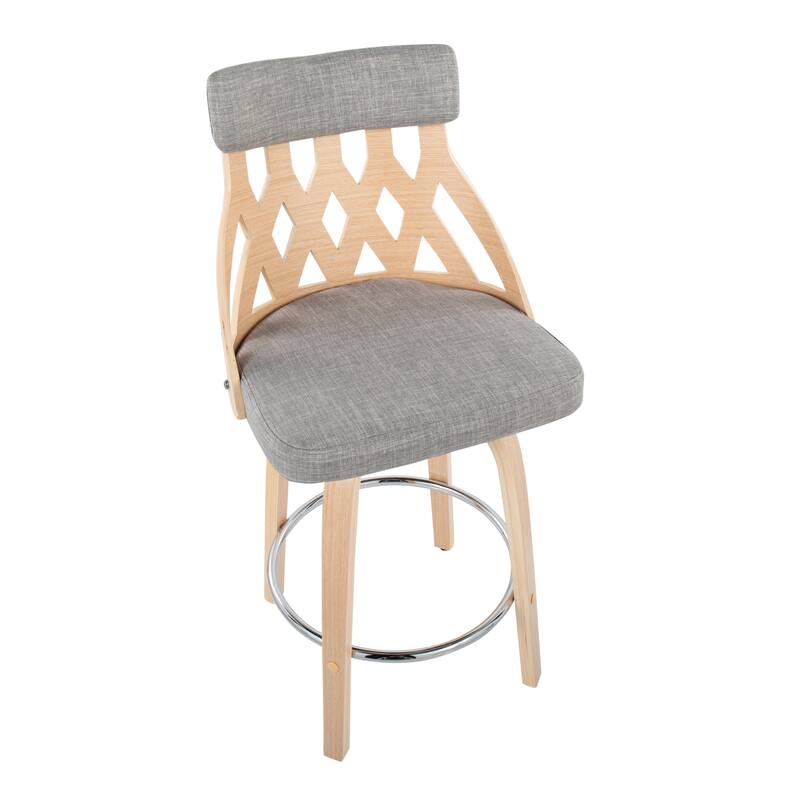 York Mid-Century Modern 26" Counter Stool in Wood and Fabric