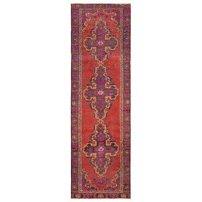 ECARPETGALLERY Hand-knotted Melis Vintage Red Wool Rug - 2'11 x 9'7
