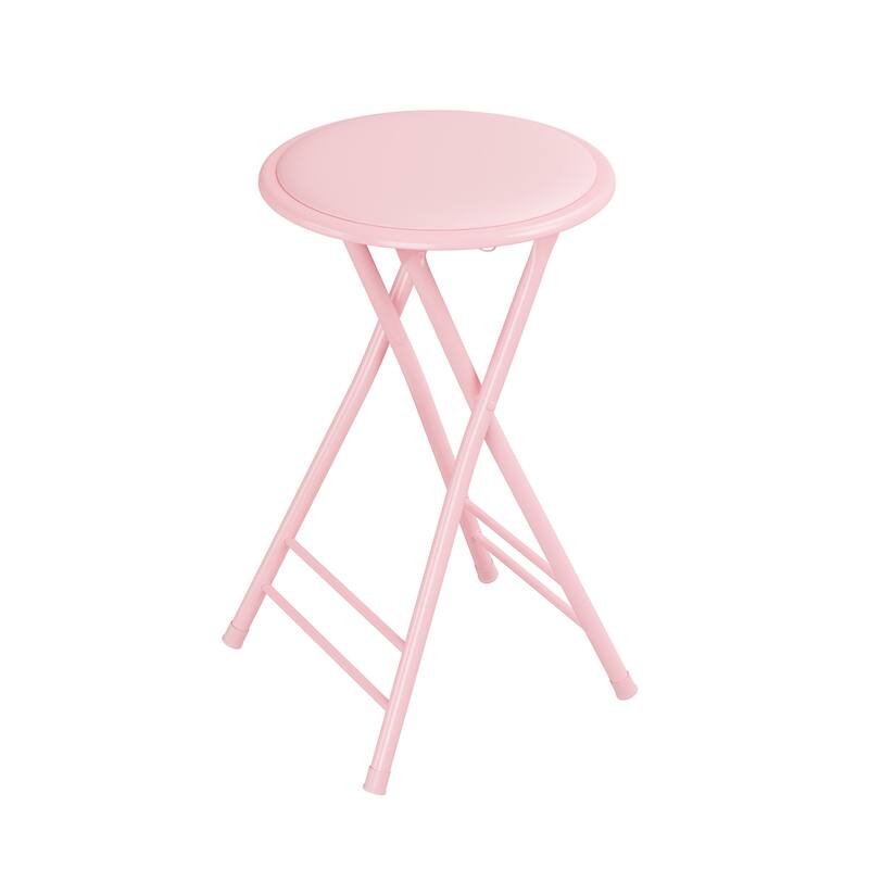 Trademark Home 24-Inch Folding Stool with 225lb Capacity - Pink
