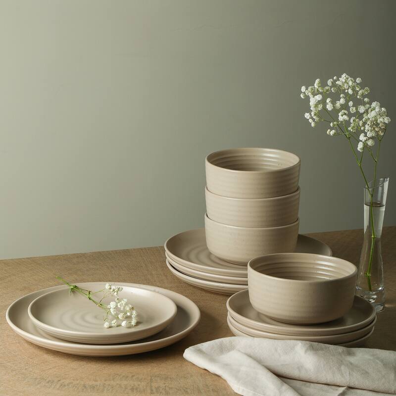 Earth & Clay Ion Stoneware Dinnerware Set - Beige - 12 Piece