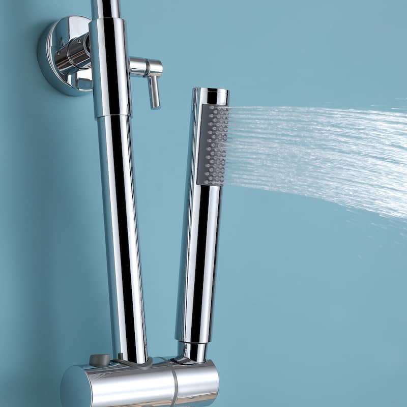 Outdoor 10 Inch Round Rain Shower Set with Handheld Shower (Adjustable Slider)