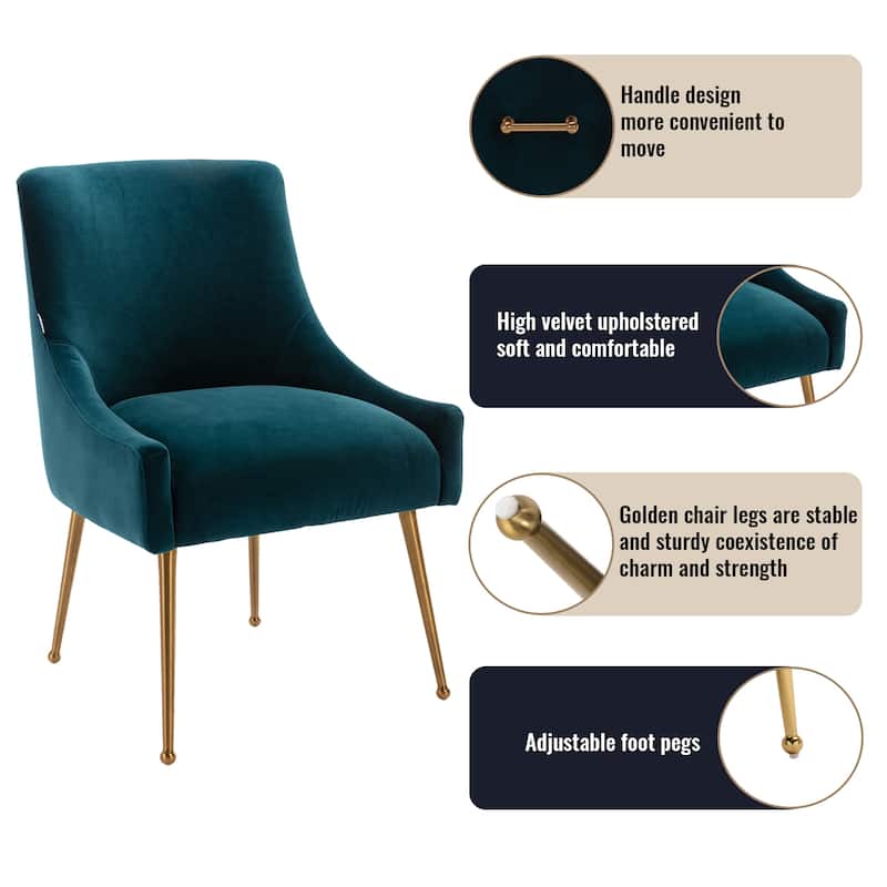 7-Piece Clihome Walut Wood Table with Velvet Chair Dining Chair