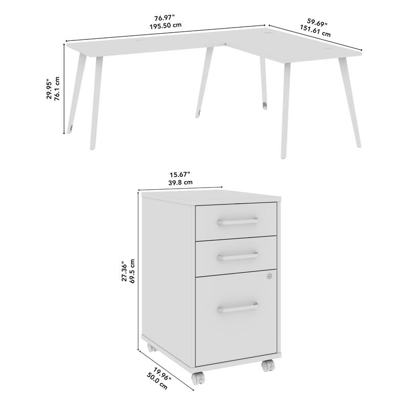 Bush Business Furniture Vista 72W L Shaped Desk with Mobile Cabinet