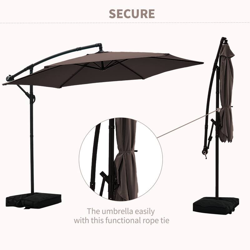 Ainfox 10 ft Cantilever Offset Outdoor Patio Umbrella with Base Stand Rotate and Tilt