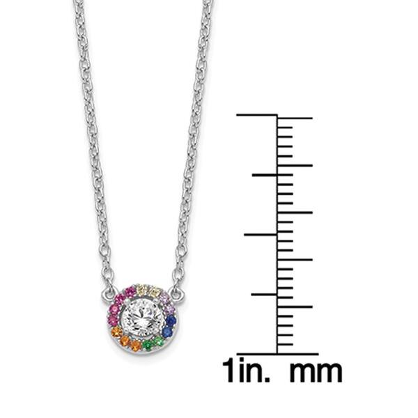 Sterling Silver Rhodium-plated Cubic Zirconia Circle with 2in Extender Necklace 