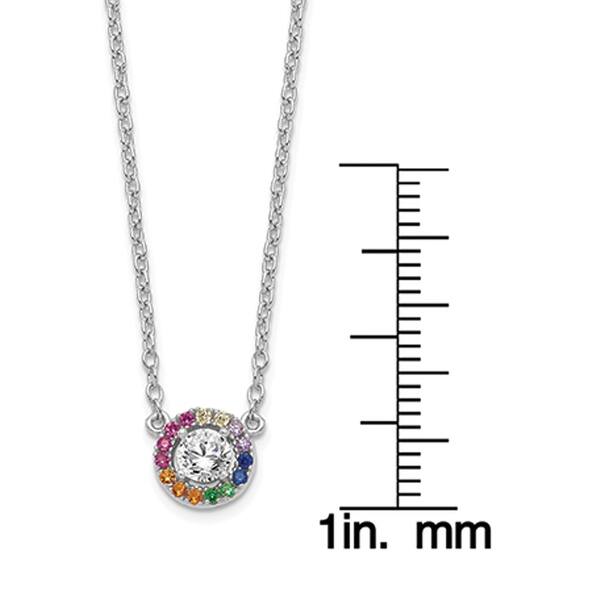 Sterling Silver Rhodium-plated Cubic Zirconia Circle with 2in Extender Necklace Sterling Silver Rhodium-plated Cubic Zirconia Circle with 2in Extender Necklace