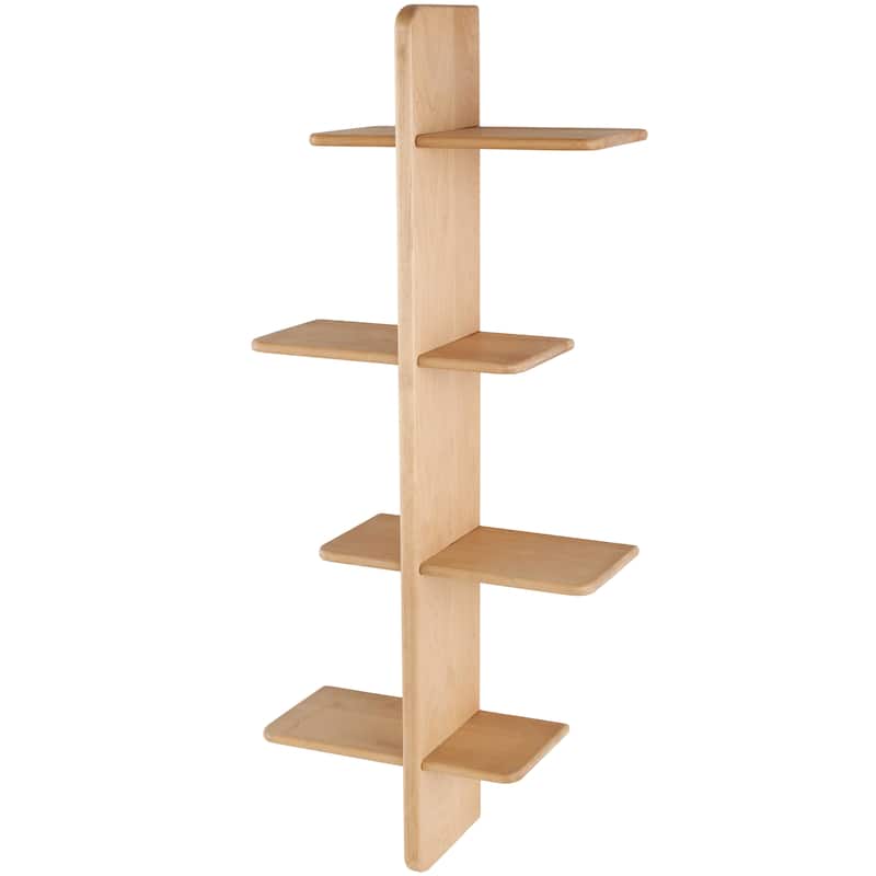Wood Handmade 8 Shelf Wall Shelf - Light Brown or Black - Roche River Decor - Light Brown