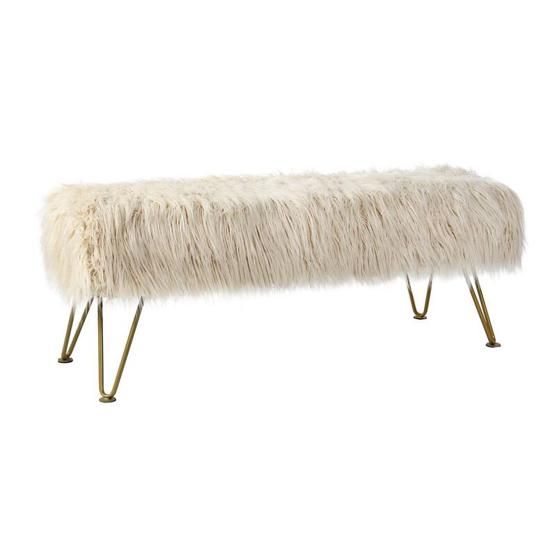 Home Soft Things Mongolian Ottoman Bench with Gold Metal Legs