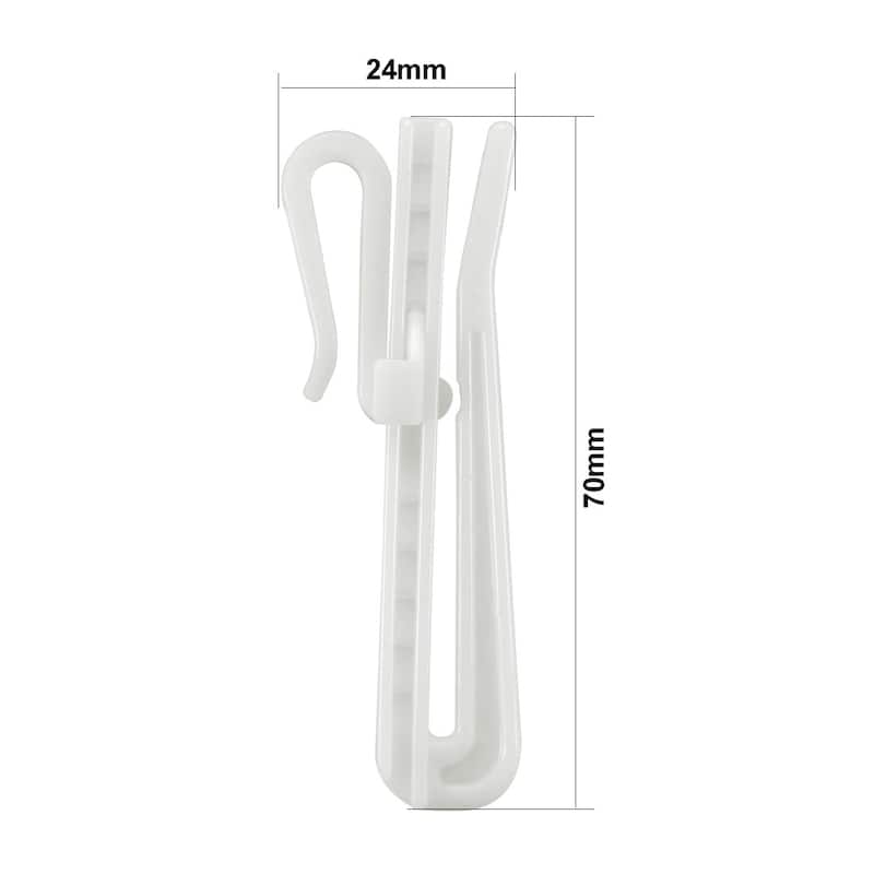 Adjustable Depth Pinch Pleat Locking Curtain Tape Clip Hook Plastic 20 Pcs - White