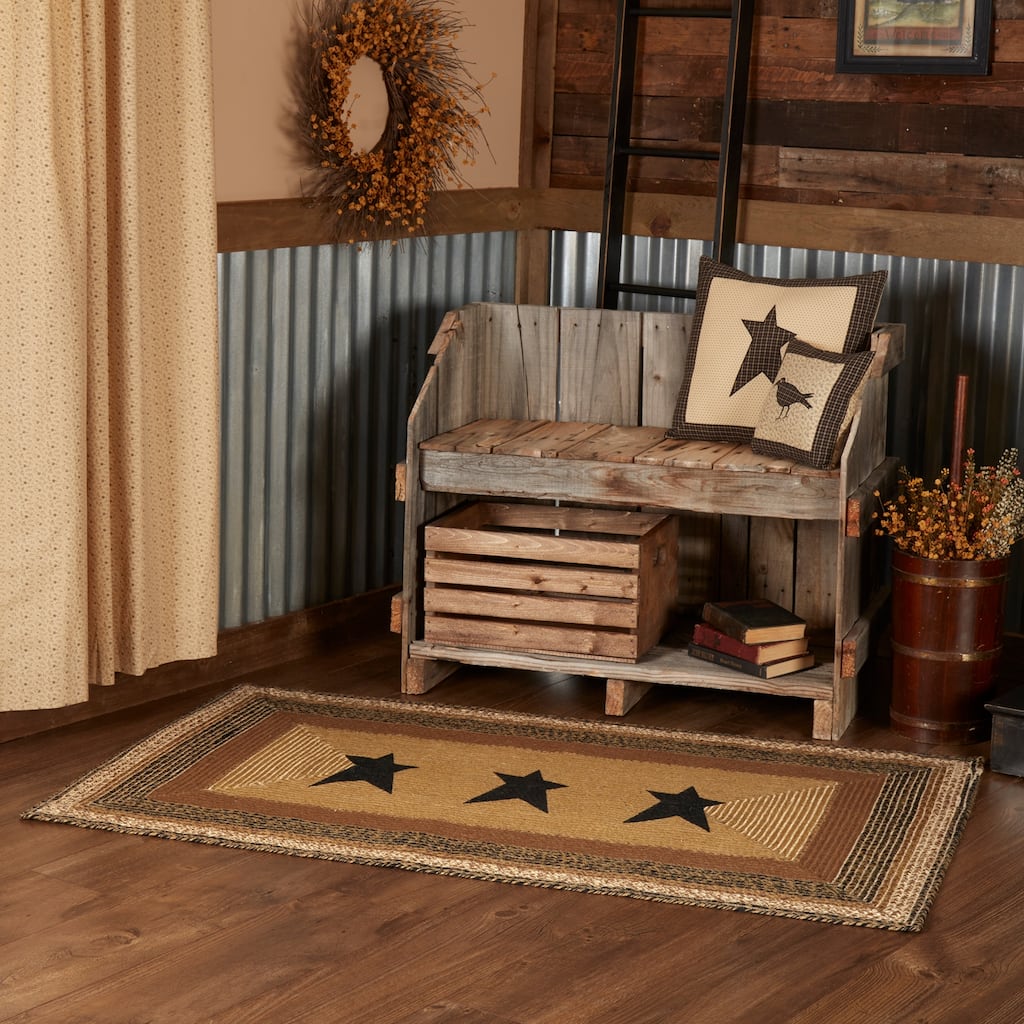Kettle Grove Jute Rug Rect Stencil Star w/ Pad 36x60 - 3' x 5'