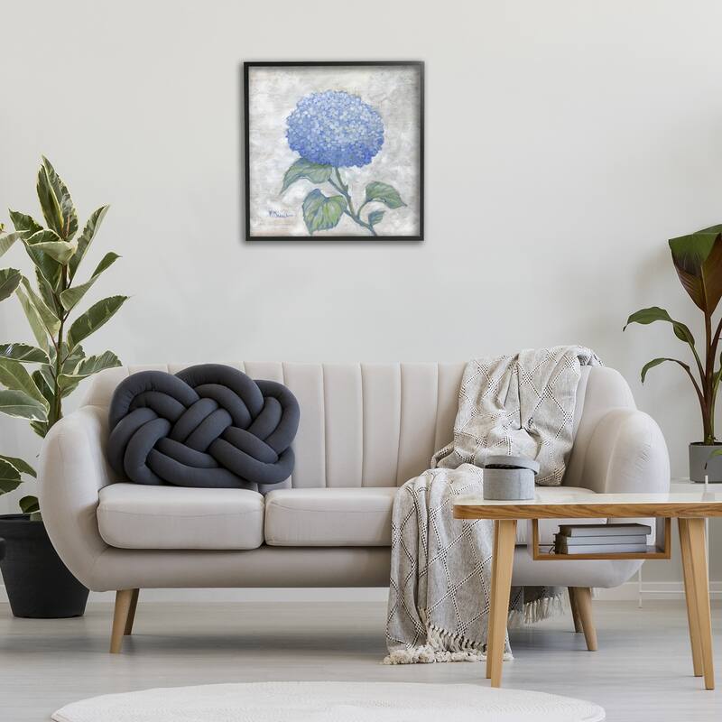 Stupell Round Blue Country Hydrangea Framed Giclee Art Design By Paul Brent