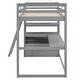 preview thumbnail 42 of 43, Multifunction Wood High Loftbed Frame with L-Shaped Desk, Shelves & 2 Built-in Drawers for Kids Teens Bedroom