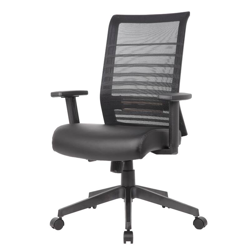 Zara Rolling Task Chair, Black Mesh and Antimicrobial Vinyl, Synchro-Tilt