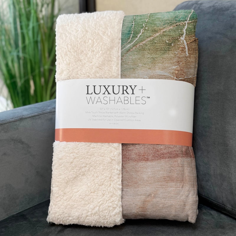 Premium Machine Washable Abstract Contemporary Sherpa Throw Blanket
