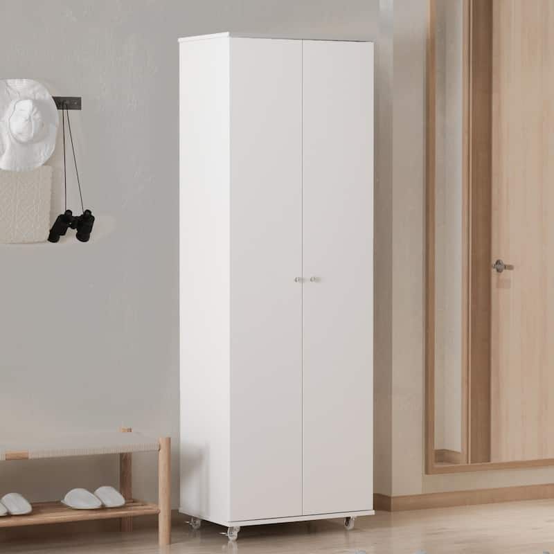 23.6" W 70.9"High Shoe Cabinet, 8 Floors, Three Adjustable Boards - White