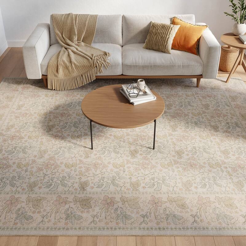 Nourison Botanical Washables Indoor only Textured Floral Area Rug