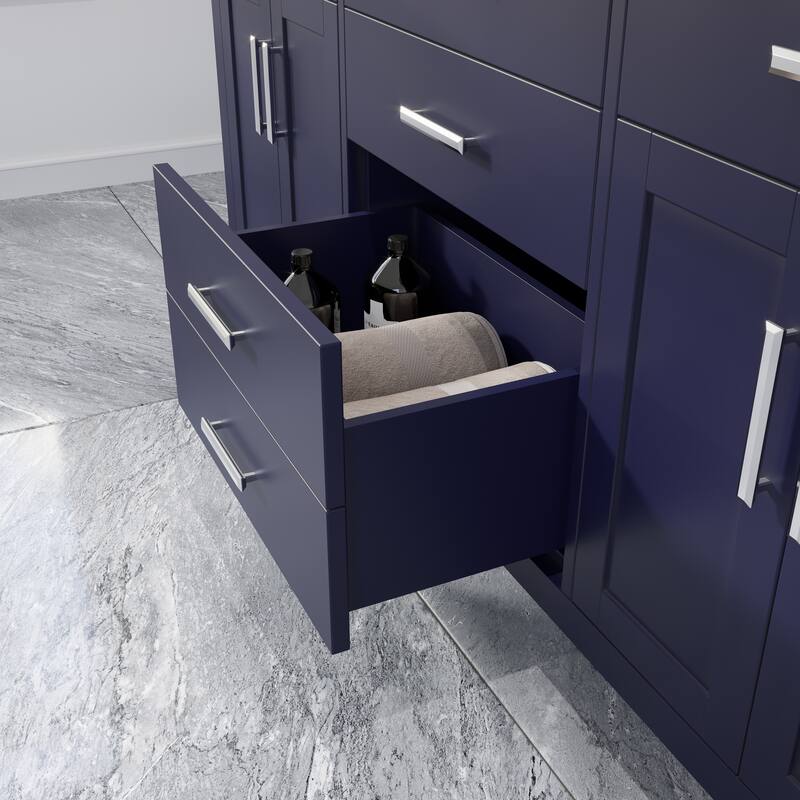 Kate 72-in Solid Hardwood Bathroom Vanity with Power Bar and Drawer Organizer