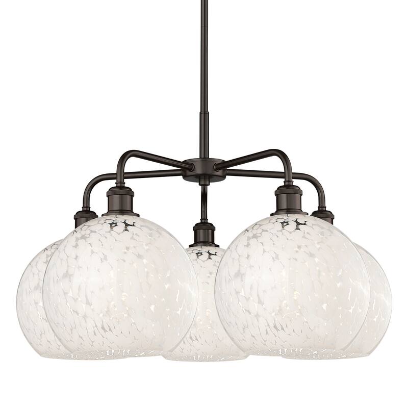 Innovations Lighting 516-5C-18-28-White Mouchette-Indoor Chandelier - Oil Rubbed Bronze / White Mouchette