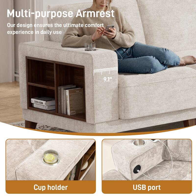 Transitional Modular Storage Sectional with Ottoman