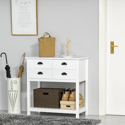 HOMCOM Sideboard Buffet Cabinet, Storage Serving Console Table with 4 Drawers and Slatted Bottom Shelf for Kitchen, Living Room