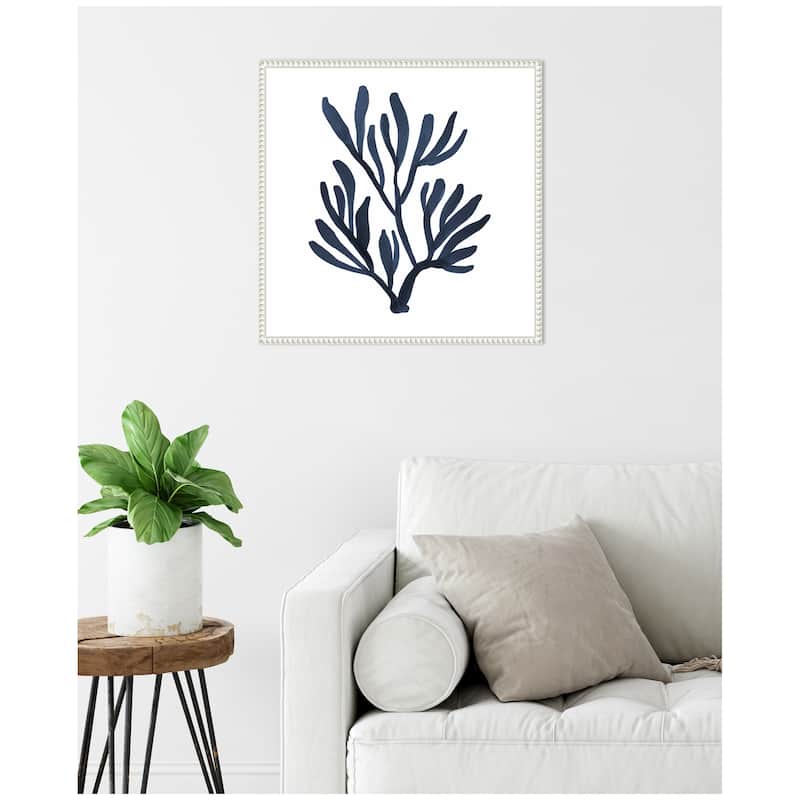 Kate and Laurel Sylvie Coastal Coral Seaweed Botanical 5 Framed Canvas by The Creative Bunch Studio