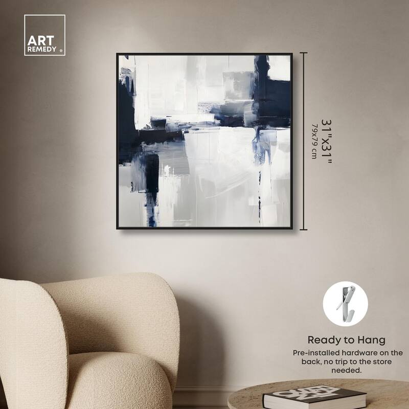 Blue Cascades on Still White Canvas by Art Remedy
