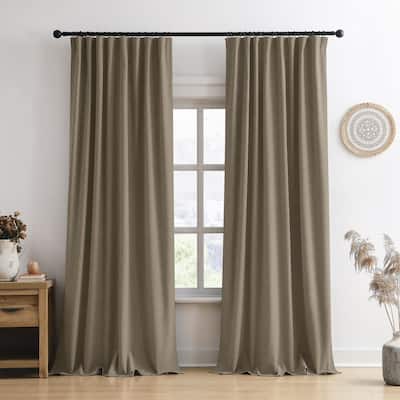 104 Inch Long Linen Blended Blackout Curtains 2 Panels Set