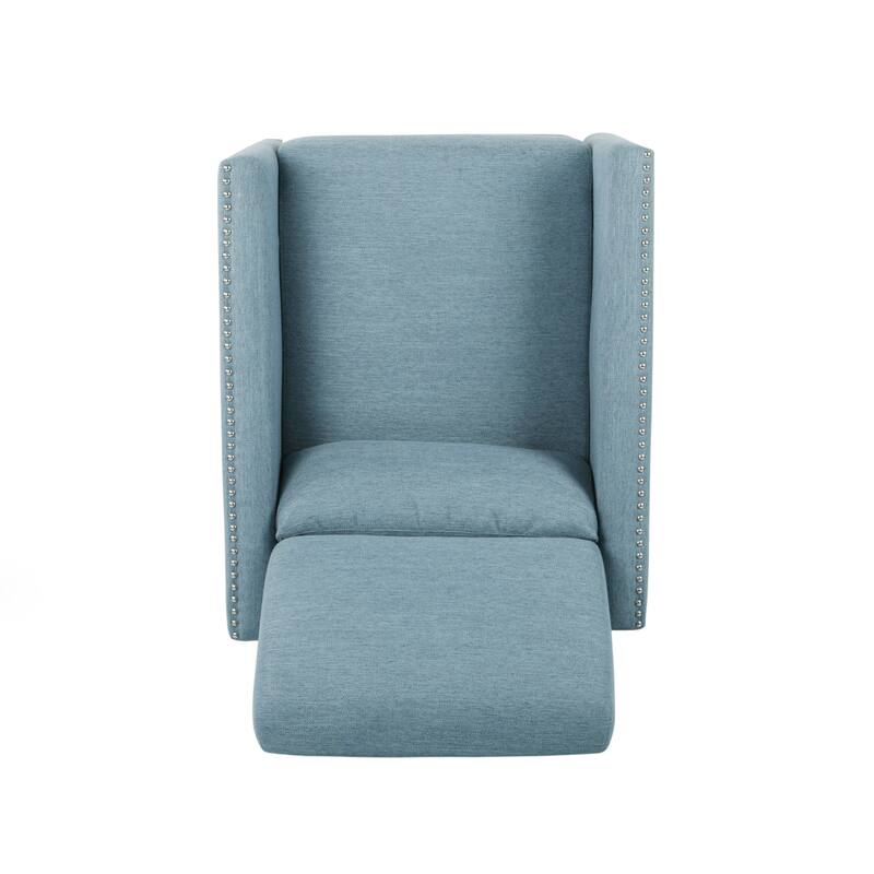 Pushback Recliner with Nailhead Accents and Birch Wood Legs