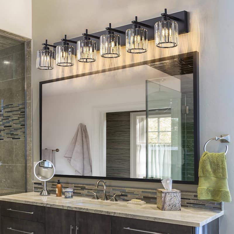 Mid-Century Modern Dimmable Bathroom Vanity Light Crystal Glass Wall Sconce