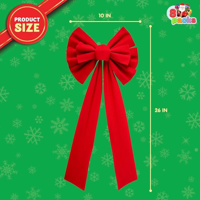 Joyfy 8 Packs Christmas Red Velvet Bows