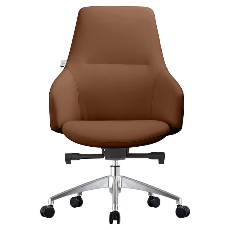 LeisureMod Celeste Office Chair in Upholstered Leather and Iron Frame