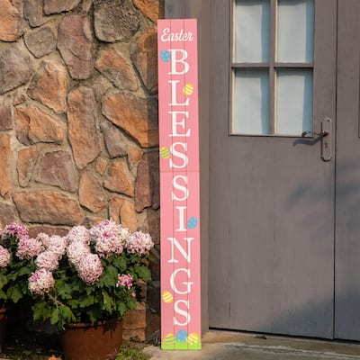 Glitzhome 60"H Easter Wooden Blessings Porch Sign