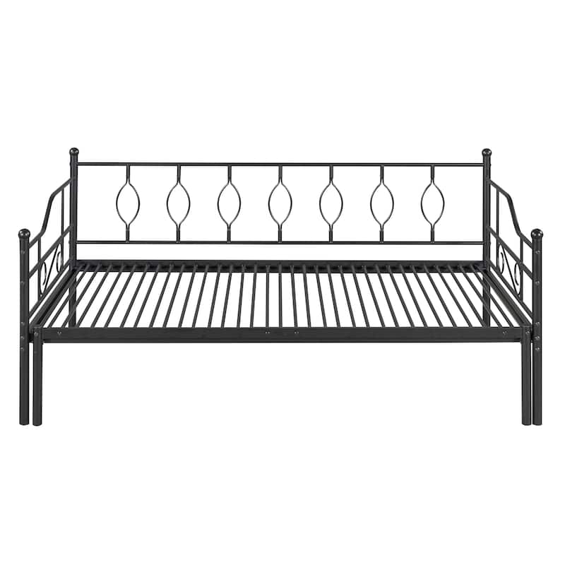 Black Twin Size Metal Daybed with Trundle, Elegant and Simple Design ...