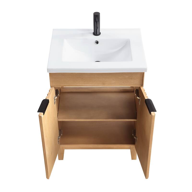 Palos Single Bath Vanity with Ceramic Basin Top without Mirror