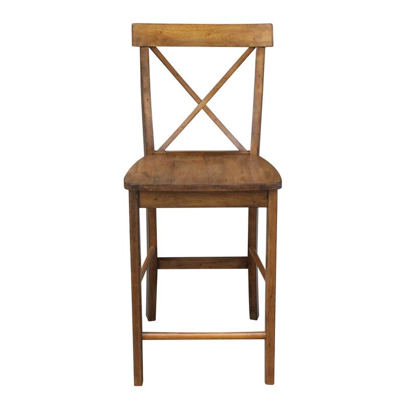 30" Round Counter Height Table with 2 X-Back Stools - 3 Piece Set