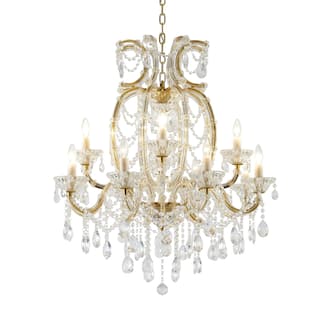 18-Light Satin Brass Chandelier With Clear Crystals