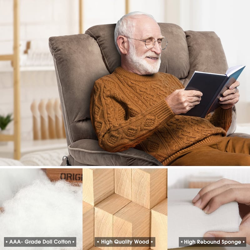 35.5"W Dual Electric Power Lift Recliner,Massage&Heat,180 degrees
