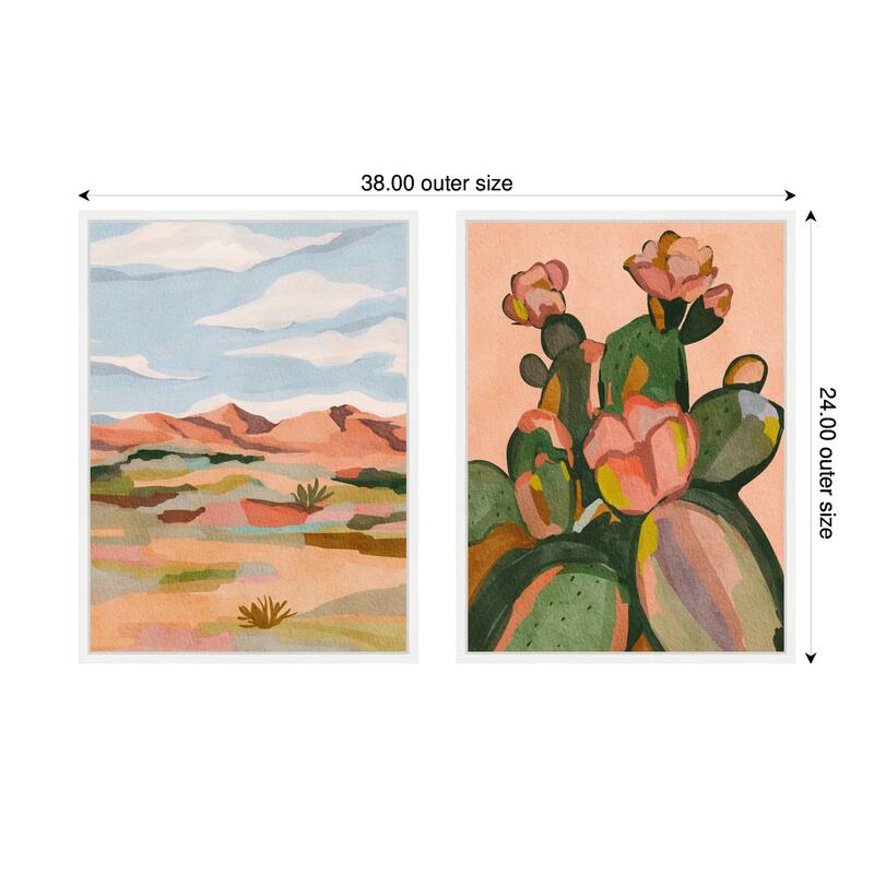 Kate and Laurel Sylvie Southwestern Dreams 1 and 2 Framed Canvas Art Set by Nikita Jariwala