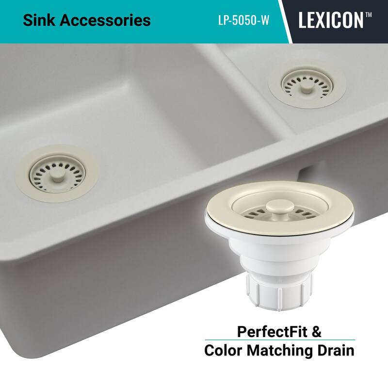 Lexicon Platinum 32" Quartz 50/50 Double Bowl Sink with Grids & Drain