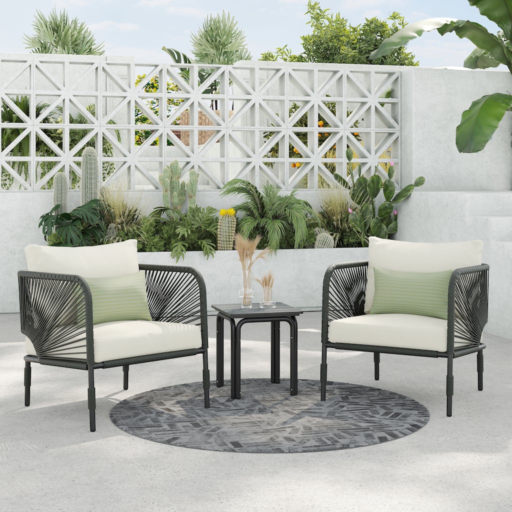 Corvus Serenity 3-piece Outdoor Chat Set with Sunbrella Pillows