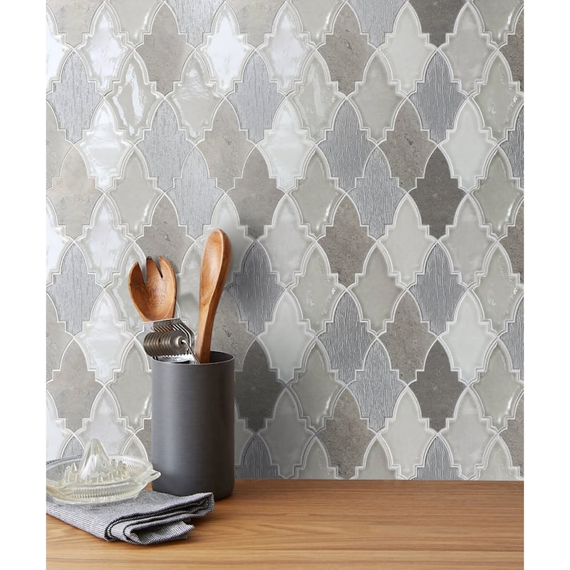 Emser Tile Fleur - 11" x 12" Specialty Arabesque/Baroque Mosaic Wall