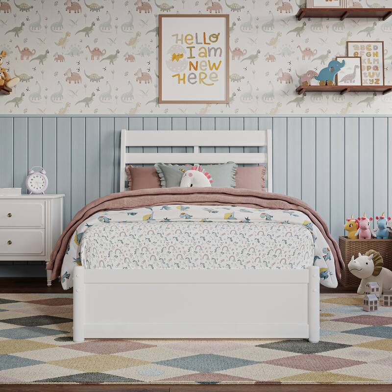 Emelie Platform Bed with Panel Footboard and Twin Trundle