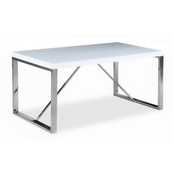White table with silver shop legs