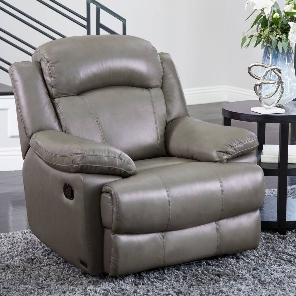 Abbyson Clarence Grey Top Grain Leather Recliner