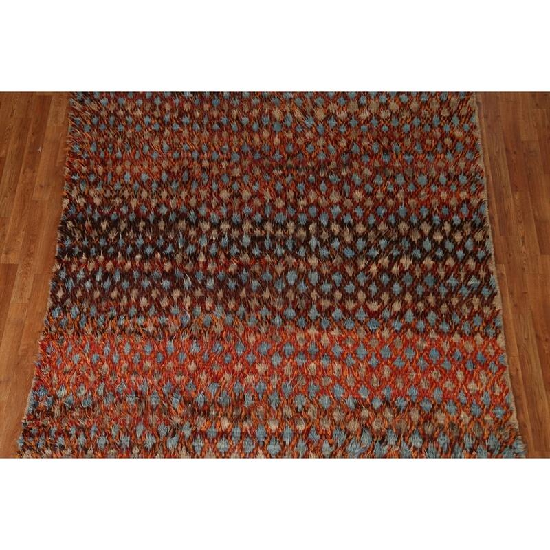 Hand Knotted Oriental 100% Wool Carpet Modern All-Over Oranges & Rust Moroccan Area Rug - 9' 6'' X 7' 2''