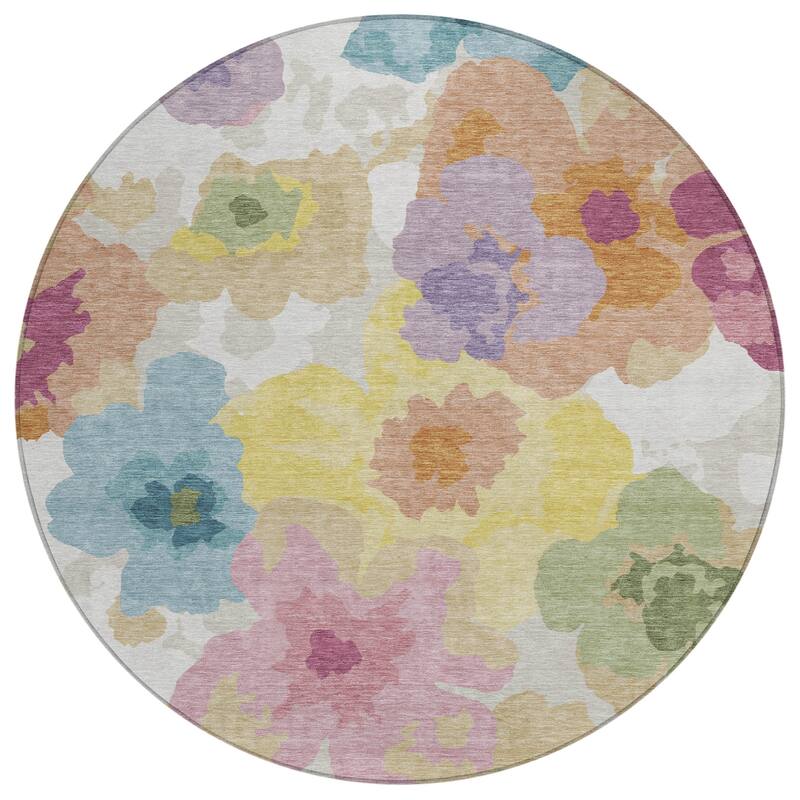 Machine Washable Indoor/ Outdoor Floral Bonnet Chantille Rug