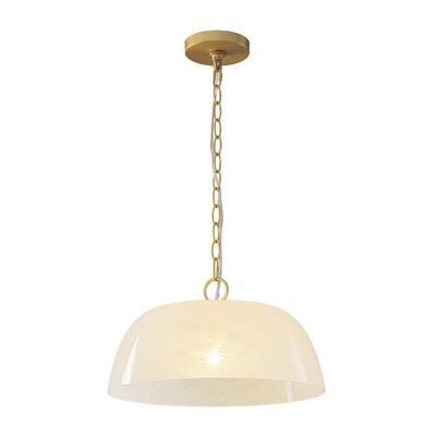 Mid-Century Modern 1-Light Round Opal Glass Pendant Light 14.8in